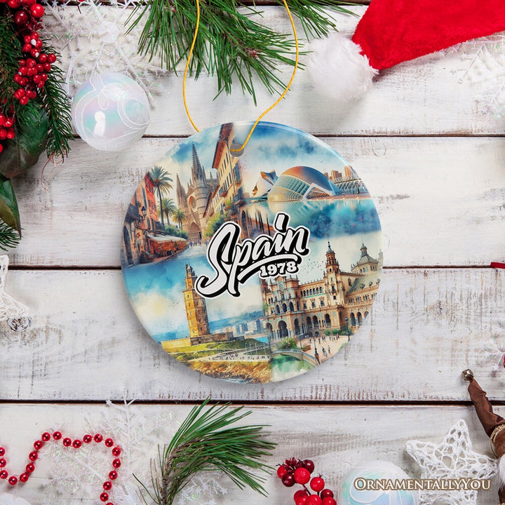 Artistic Spain Cultural Heritage and Landmarks Ornament, Christmas Tree Decor and Keepsake Ceramic Ornament OrnamentallyYou 