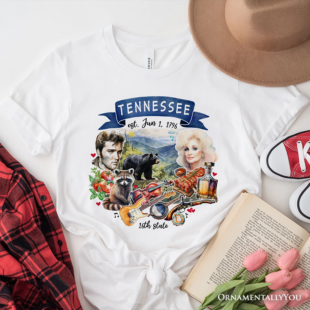 Artistic Tennessee State Themes and Landmarks T-Shirt, Tee for History and Travel Lovers