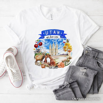 Artistic Utah State Themes and Landmarks T-Shirt, Tee for History and Travel Lovers T-Shirts OrnamentallyYou White XS 