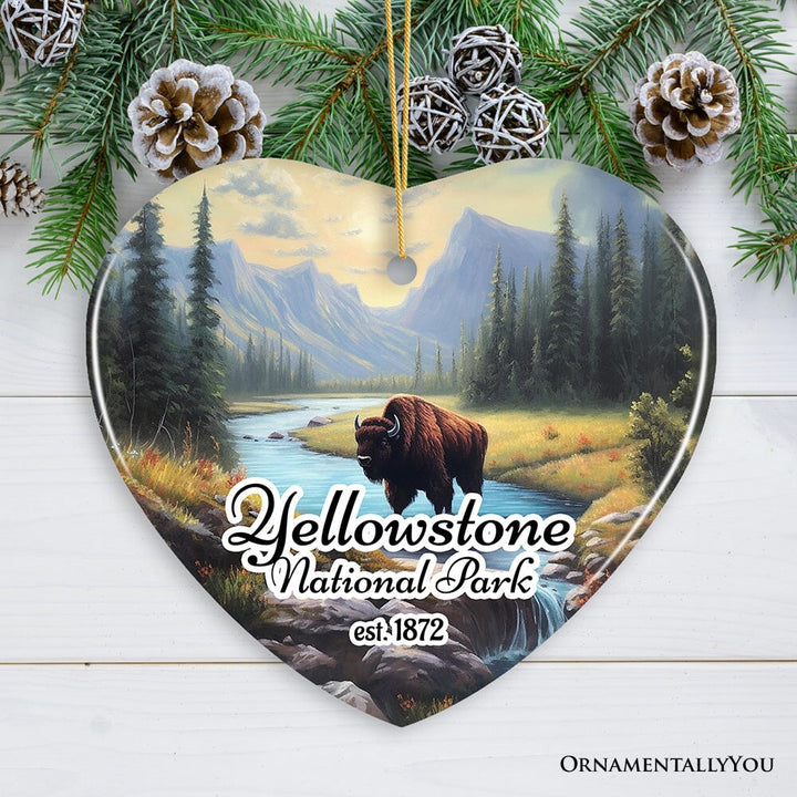 Artistic Yellowstone National Park Christmas Ornament, Gift for Nature Lovers Ceramic Ornament OrnamentallyYou 