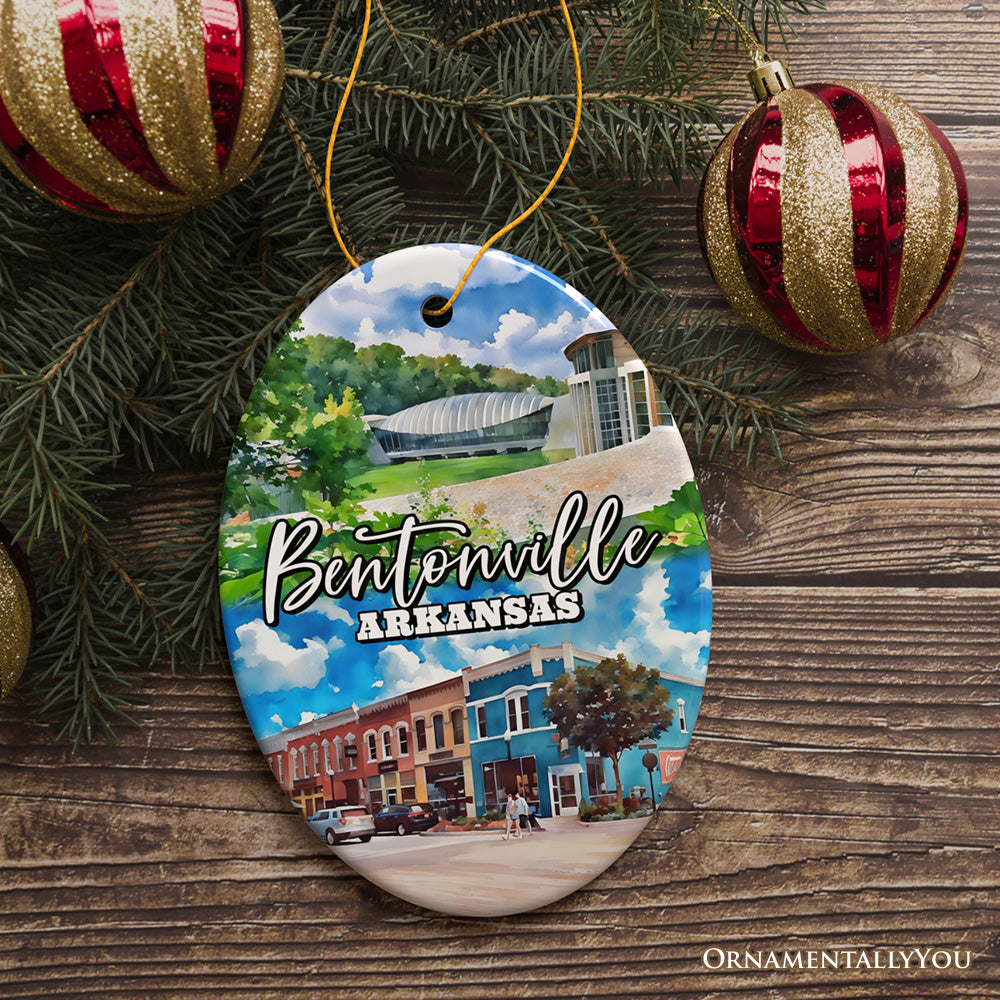Artistically Vibrant Bentonville Ornament, Arkansas Mountain Town Christmas Gift and Souvenir