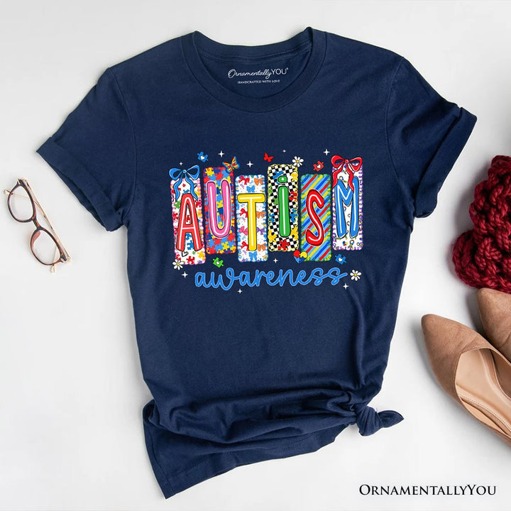 Autism Awareness Support T-Shirt, Colorful Spectrum Tee T-Shirts OrnamentallyYou Navy XS 