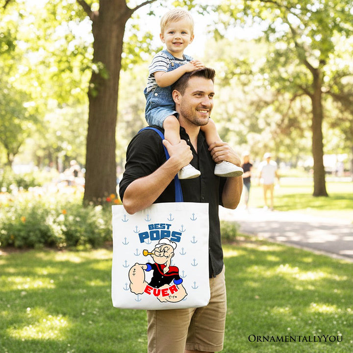 Best Pops Ever Canvas Tote Bag, Classic Popeye the Sailorman Dad Gift Bag for Fun and Strong Dads Tote Bag OrnamentallyYou 
