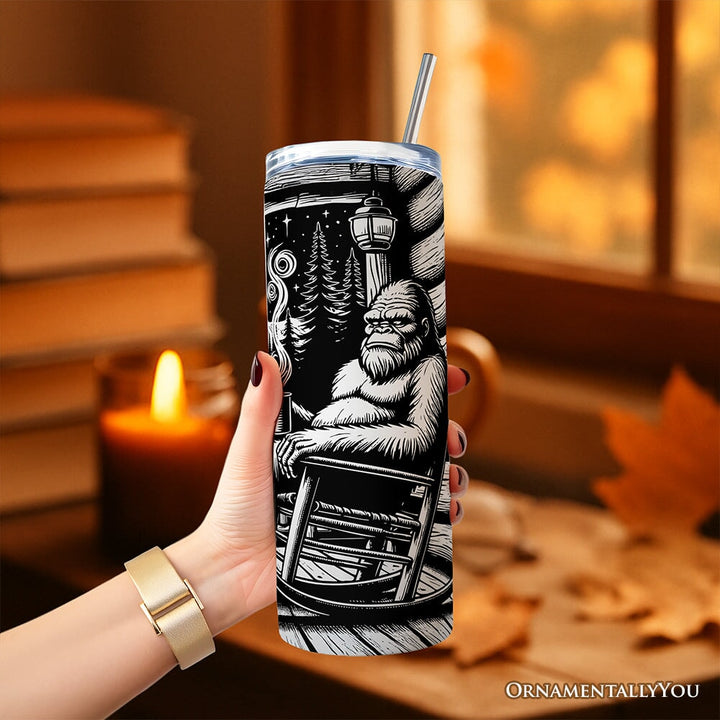 Bigfoot Cabin Life 20oz Personalized Tumbler With Lid and Stainless Steel Straw, Sarcastic Introvert Camping Gift Cup Tumbler OrnamentallyYou 