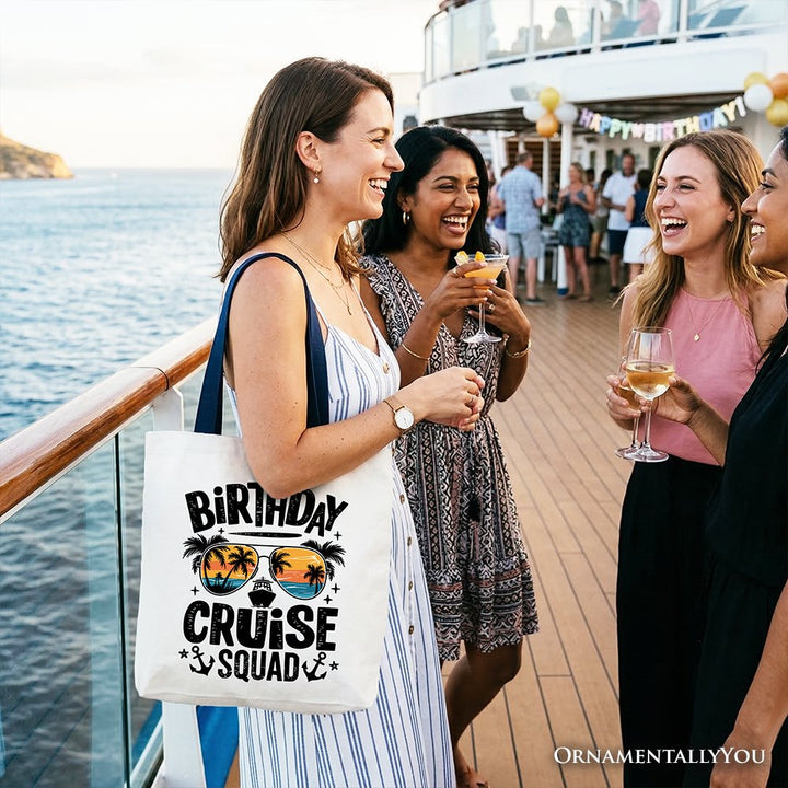 Birthday Cruise Squad Tote Bag, Tropical Vacation Cruise Trip Gift Shopper Tote Bag OrnamentallyYou 