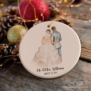 Bride and Groom Wedding Married Couple Gift Ornament Personalized Ceramic Ornament OrnamentallyYou 