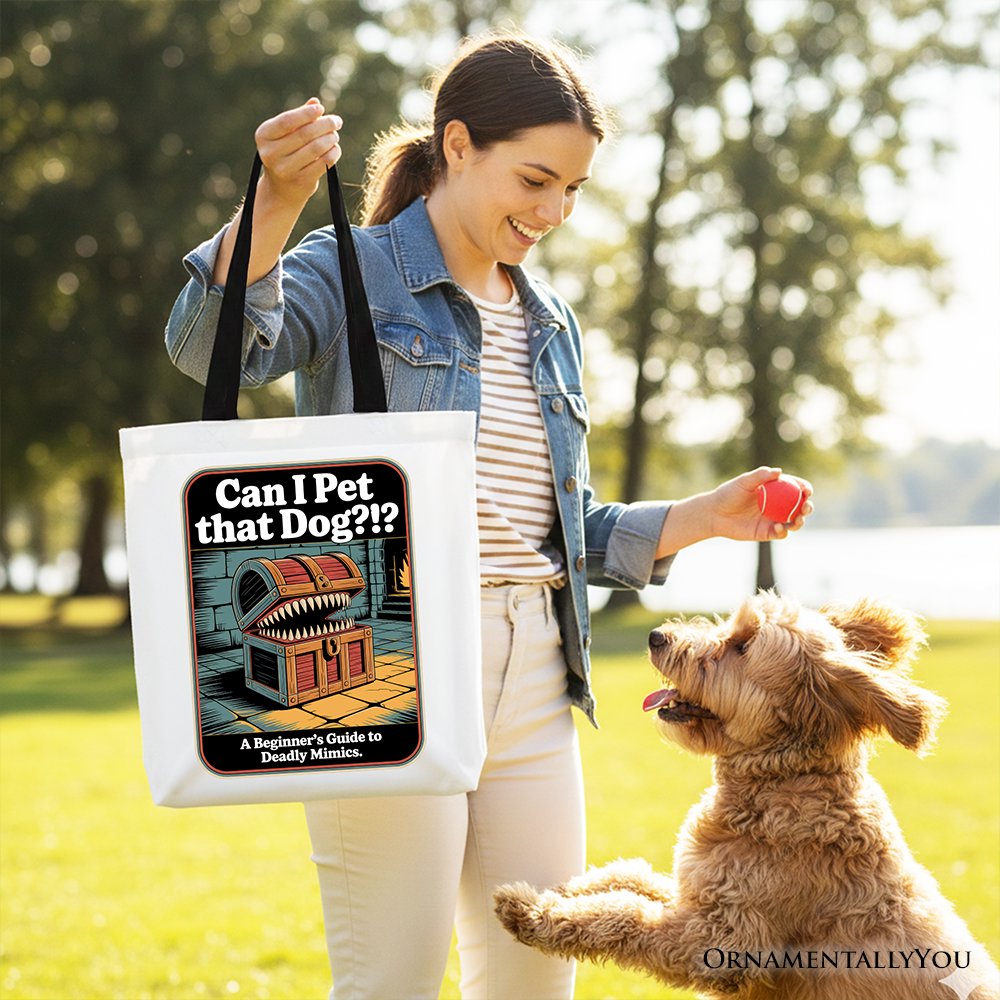 Can I Pet That Dog Retro Tote Bag, Vintage Meme Humor Tote Bag OrnamentallyYou 