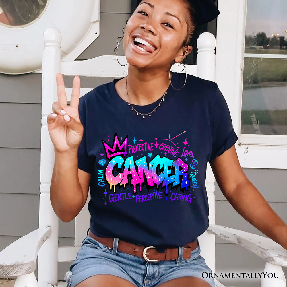 Cancer Graffiti Zodiac T-Shirt, Street Style Astrology Horoscope Tee
