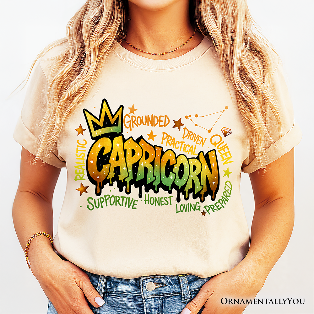 Capricorn Graffiti Zodiac T-Shirt, Street Style Astrology Horoscope Tee