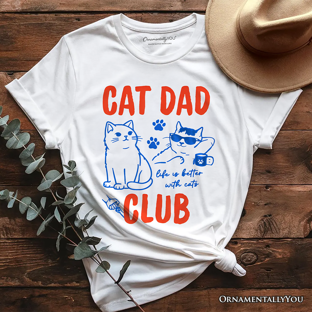 Cat Dad Club Retro T-Shirt, Funny Father's Day Tee