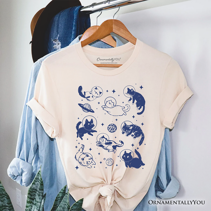 Cats in Space Retro T-Shirt, Funny Astronaut Kitty Tee with Cosmic Vibes