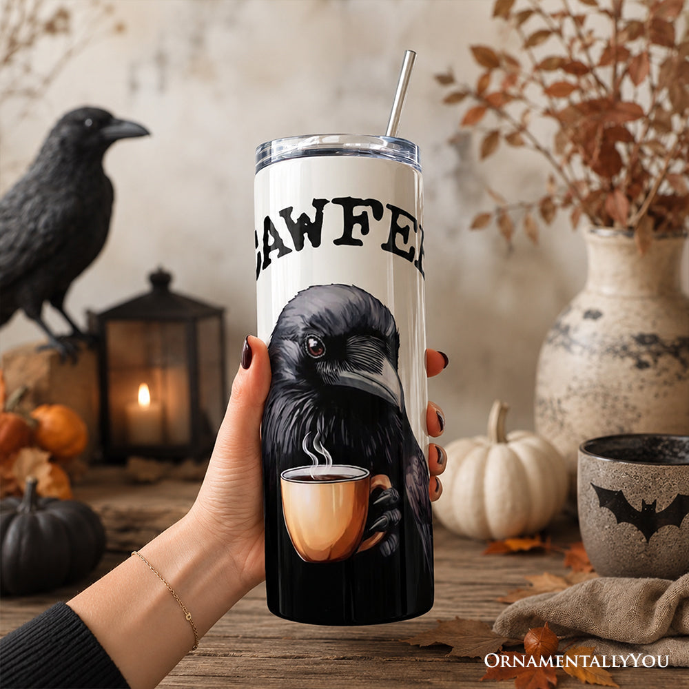 Cawfee Crow 20oz Personalized Tumbler With Lid and Stainless Steel Straw, Funny Bird Lover Gift Cup