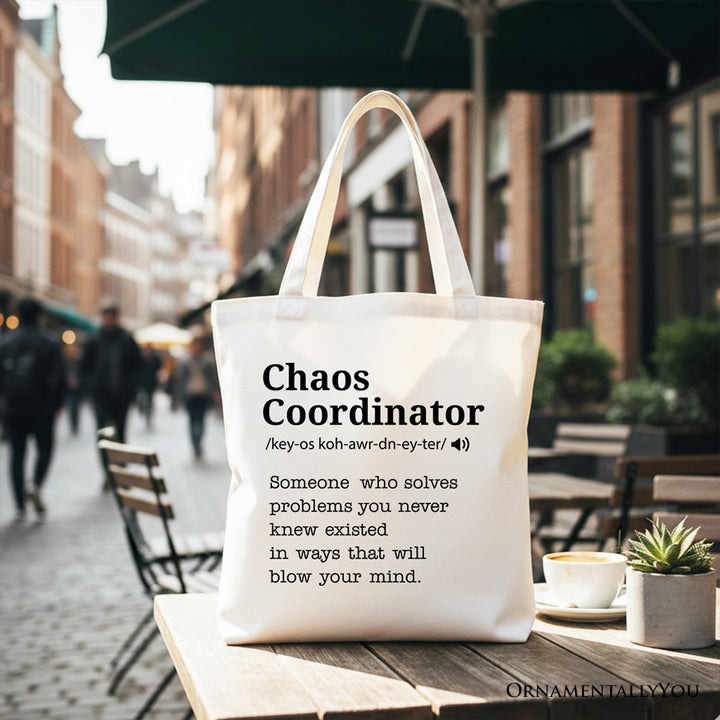 Chaos Coordinator Definition Canvas Tote Bag, Funny Gift Shopper for Busy Moms Tote Bag OrnamentallyYou White 