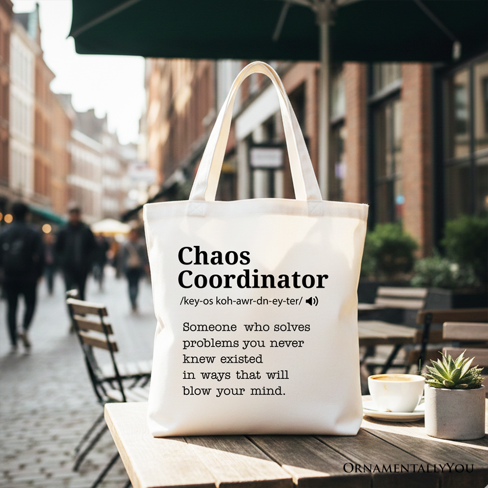 Chaos Coordinator Definition Canvas Tote Bag, Funny Gift Shopper for Busy Moms
