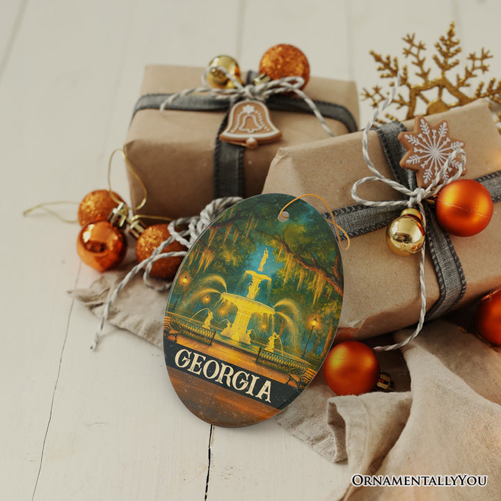 Charming Georgia Forsyth Park Ornament, Savannah Landmark Christmas Gift and Southern Travel Souvenir