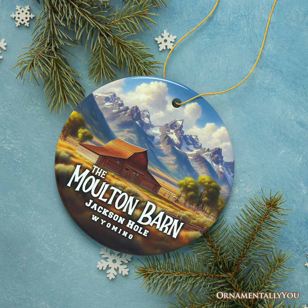 Charming Jackson Hole Mountain Town Ornament, Wyoming Landmark Christmas Gift and Rustic Western Souvenir