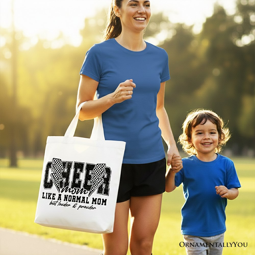 Cheer Mom Lightning Canvas Tote Bag, Cheerleader Retro Gift Shopper for Proud Sports Mothers Tote Bag OrnamentallyYou 