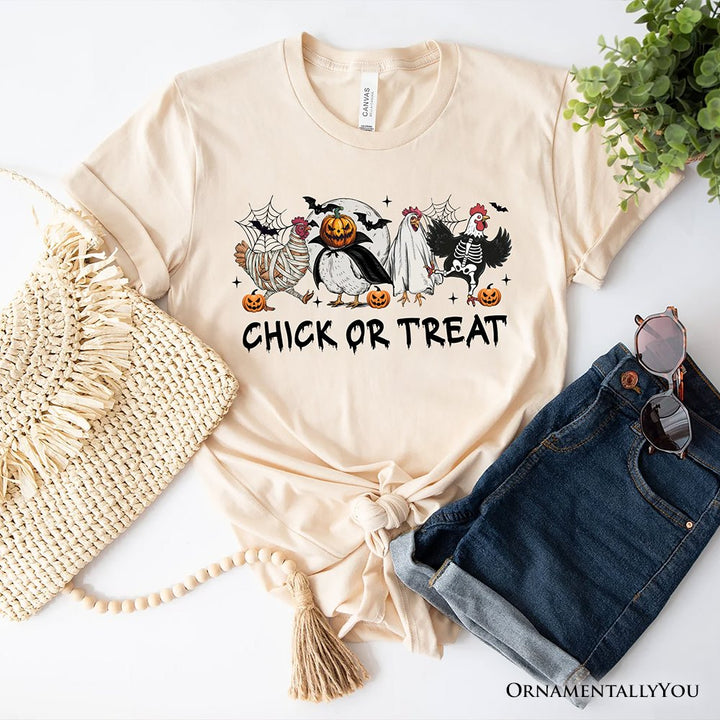 Chick or Treat Spooky T-Shirt, Halloween Chicken Tee for Country Life Enjoyers T-Shirts OrnamentallyYou Natural XS 