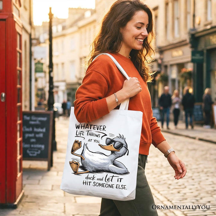 Chill Duck Life Quote Tote Bag, Sarcastic Gift Shopper for Cool People Tote Bag OrnamentallyYou 