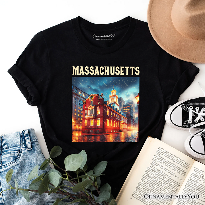 Classic Massachusetts State Old State House T-Shirt, Colonial Landmark Tee and Boston Travel Keepsake Souvenir
