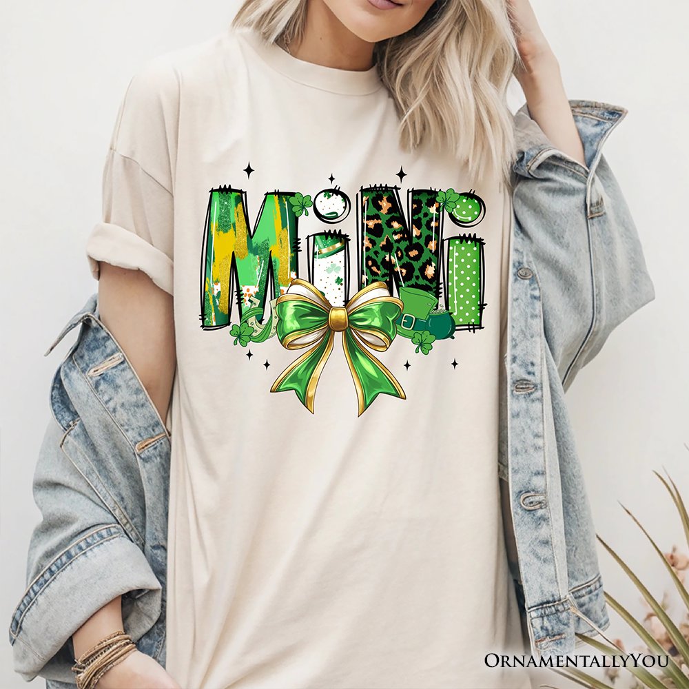 Coquette Mini Clover Bow St Patrick’s Day T-Shirt, Green Lucky Shamrock Clover Tee T-Shirts OrnamentallyYou 