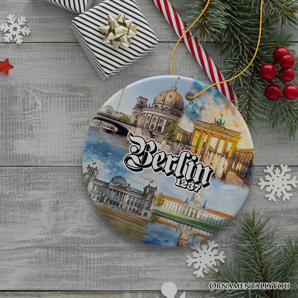 Culturally Artistic Berlin City Ceramic Ornament, Germany Historical Heritage Christmas Gift and Souvenir Ceramic Ornament OrnamentallyYou Circle Version 2 