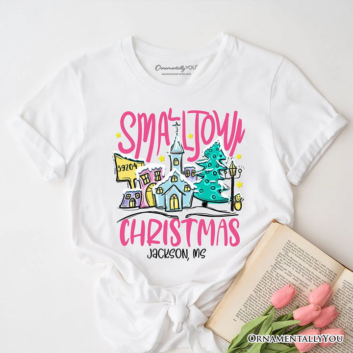 Custom Zipcode Small Town Christmas T-Shirt, Personalized Christian City State Tee Personalized T-Shirts OrnamentallyYou White XS 