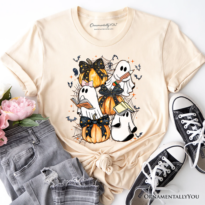Cute Ghost Teacher Halloween T-Shirt, Retro Boo Spooky School Tee
