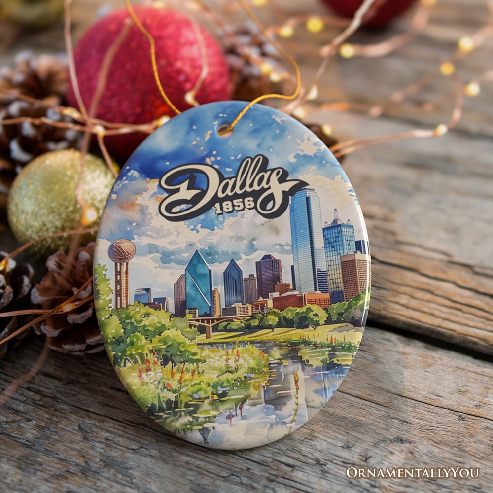 Dallas City Artistic Ceramic Ornament, Texas Souvenir and Christmas Decoration Keepsake Ceramic Ornament OrnamentallyYou 