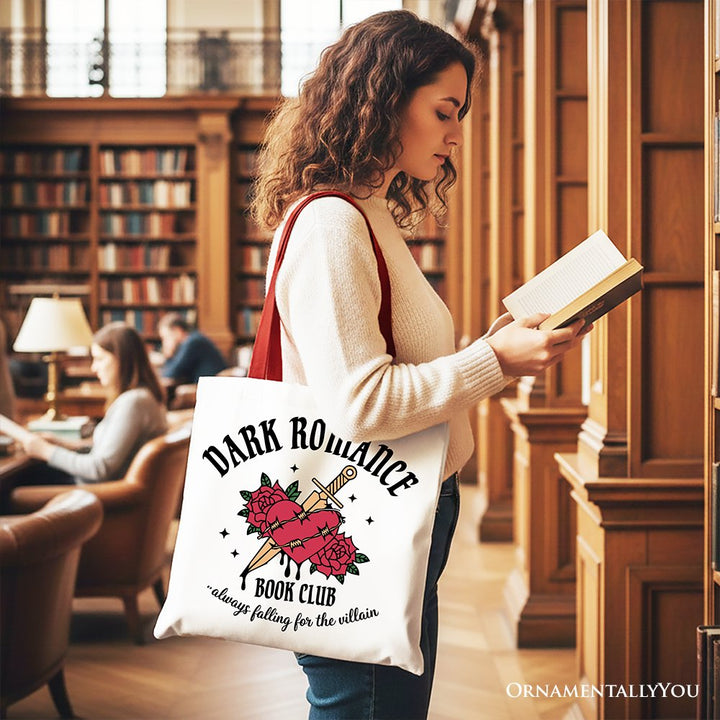 Dark Romance Book Club Canvas Tote Bag, Vintage Gothic Romantasy Bookish Gift Shopper Tote Bag OrnamentallyYou 