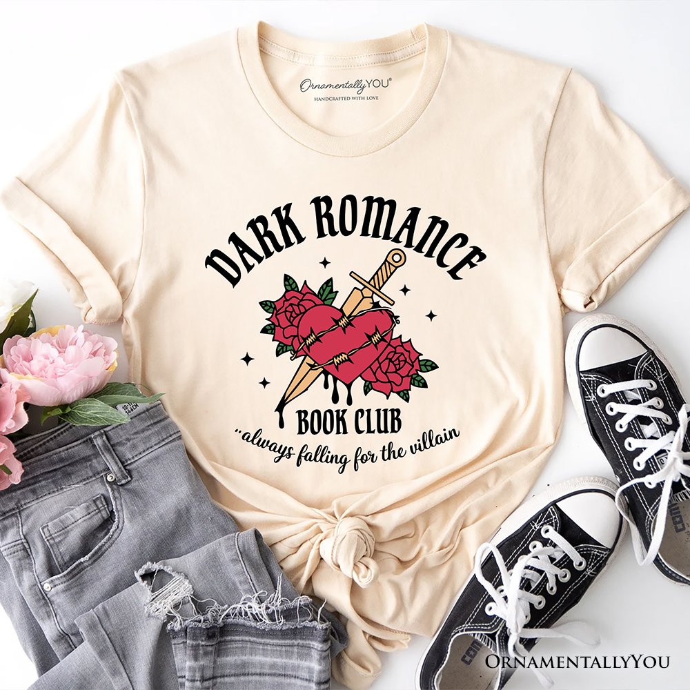Dark Romance Book Club T-Shirt, Vintage Gothic Romantasy Bookish Tee T-Shirts OrnamentallyYou Natural XS 
