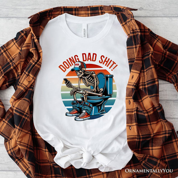 Doing Dad Stuff Skeleton T-Shirt, White and Black Funny Retro Tee for Bold Fathers T-Shirts OrnamentallyYou White XS 
