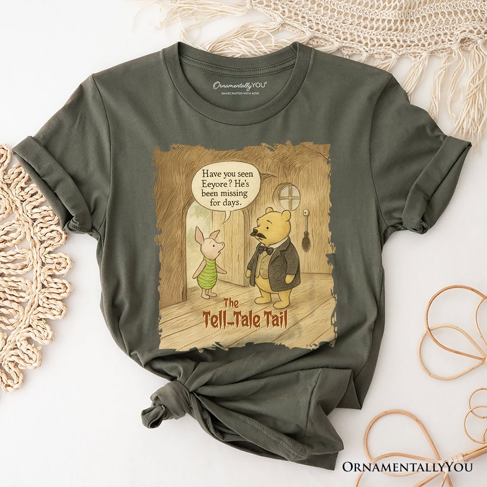 Edgar Allan Winnie-the-Pooh T-Shirt, 1926 A.A. Milne Vintage Halloween Mystery Tale Tee T-Shirts OrnamentallyYou Military Green XS 