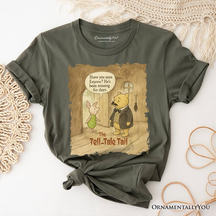 Edgar Allan Winnie-the-Pooh T-Shirt, 1926 A.A. Milne Vintage Halloween Mystery Tale Tee T-Shirts OrnamentallyYou Military Green XS 