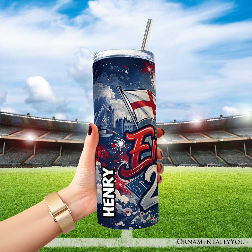 England 2026 Soccer Cup Global Championship 20oz Tumbler With Lid and Stainless Steel Straw, Fans Football Gift Cup