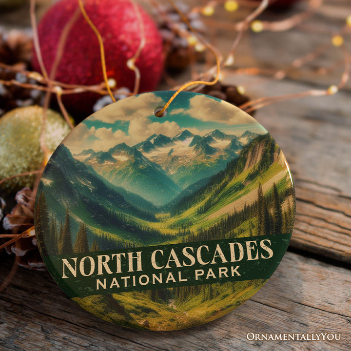 Expansive North Cascades National Park Ornament, Washington Alpine Valley Panorama Christmas Gift and Mountain Wilderness Keepsake