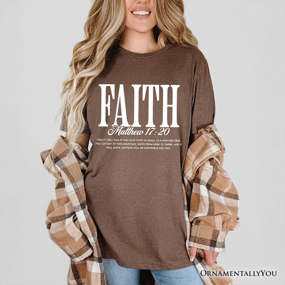 Faith Matthew 17:20 Christian T-Shirt, Minimal Bible Verse Inspirational Tee T-Shirts OrnamentallyYou 