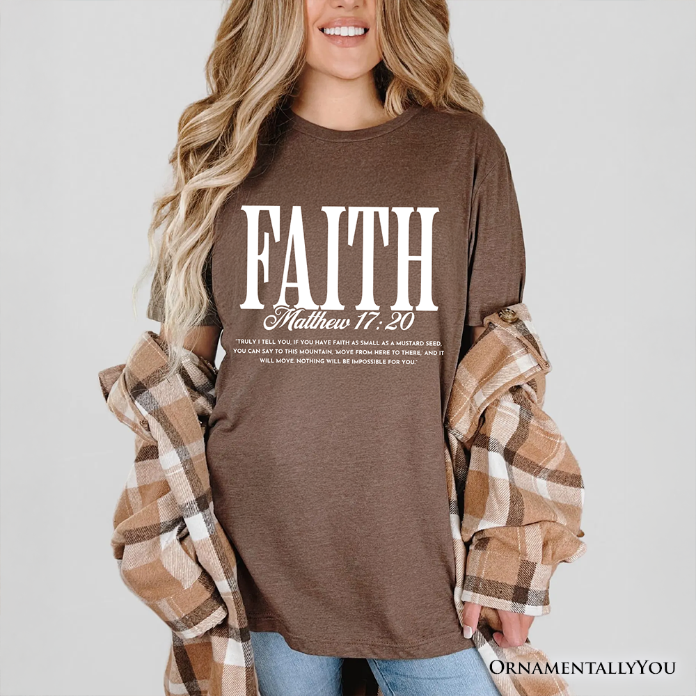 Faith Matthew 17:20 Christian T-Shirt, Minimal Bible Verse Inspirational Tee