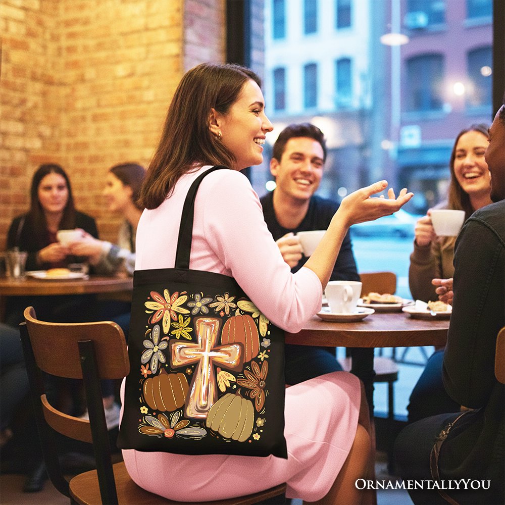 Fall Blessings Tote Bag, Autumn Christian Faith Gift Shopper Tote Bag OrnamentallyYou 