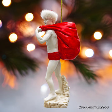 (Pre-Order) Festive Statue of David Ornament, Unique Italian Renaissance and Michelangelo Decor Resin Ornaments OrnamentallyYou 