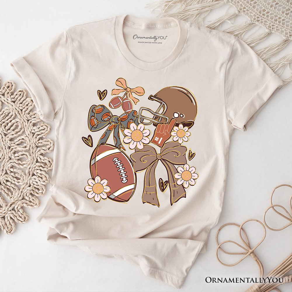 Football Mom Coquette Bow Daisy T-Shirt, Retro Fall Game Day Preppy Tee T-Shirts OrnamentallyYou Natural XS 