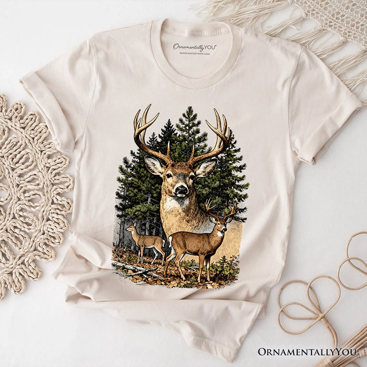Forest Deers Vintage Grunge T-Shirt, Retro Hunter Tee T-Shirts OrnamentallyYou Natural XS 