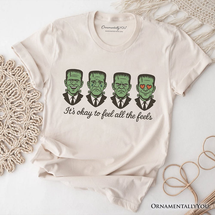 Frankenstein It’s Okay To Feel All The Feels T-Shirt, Funny Mental Health Feelings Tee T-Shirts OrnamentallyYou Natural XS 