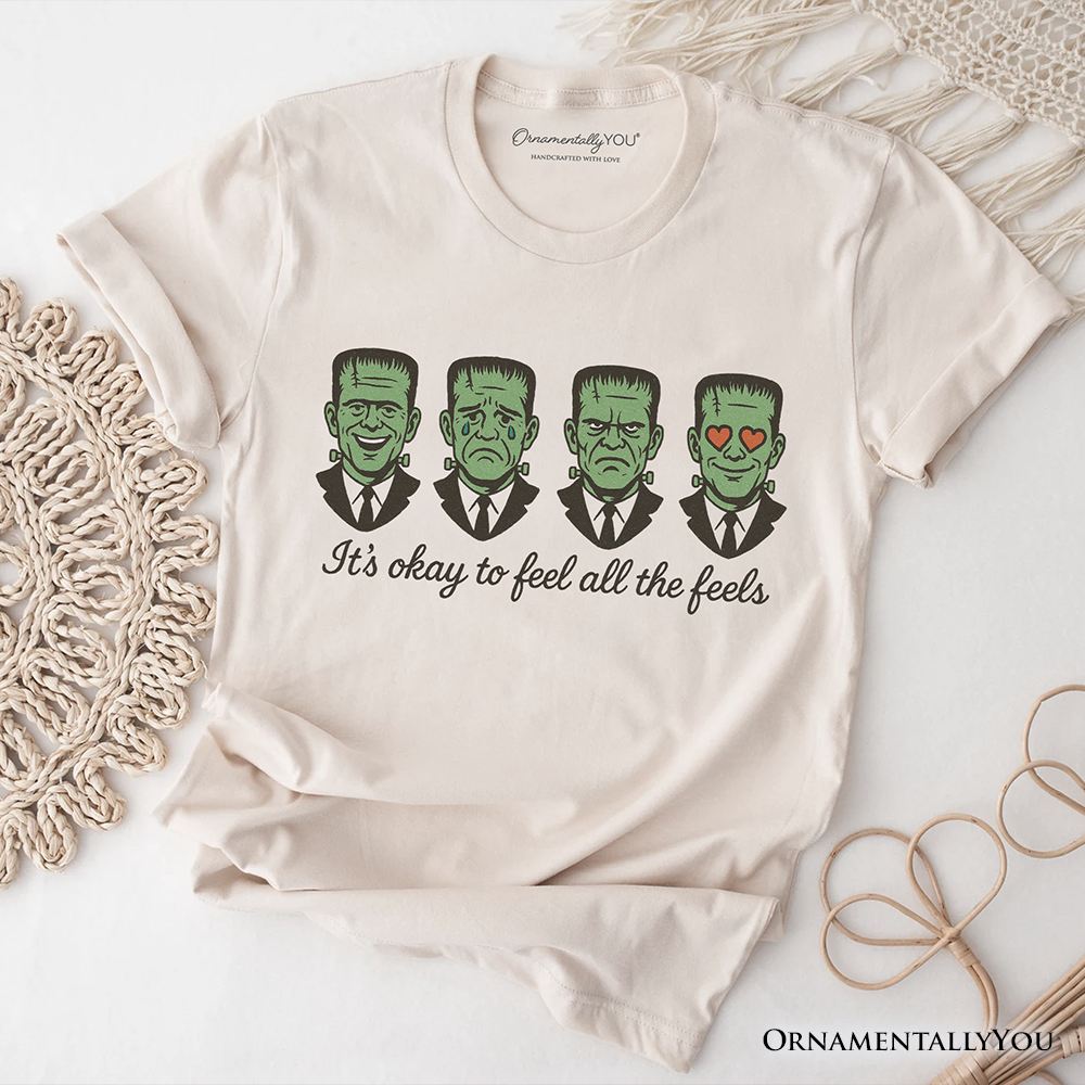 Frankenstein It’s Okay To Feel All The Feels T-Shirt, Funny Mental Health Feelings Tee