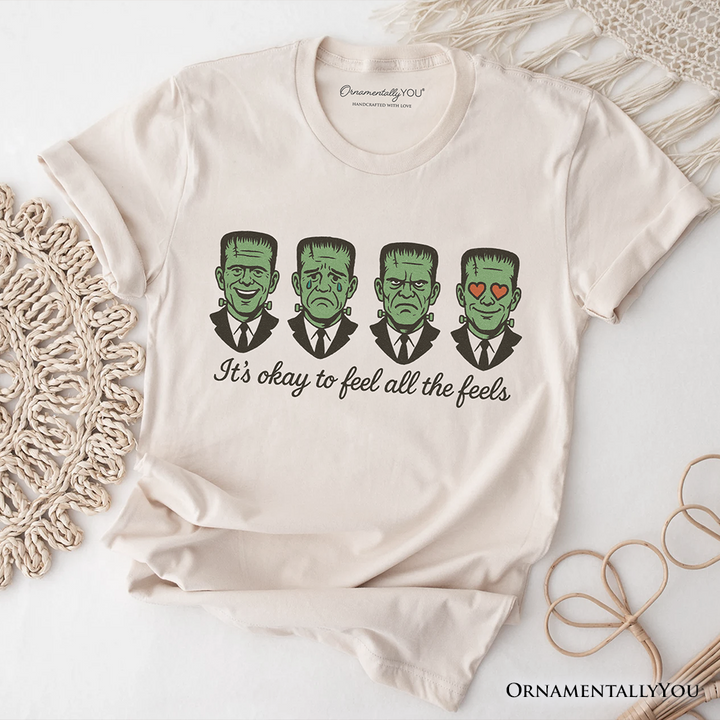 Frankenstein It’s Okay To Feel All The Feels T-Shirt, Funny Mental Health Feelings Tee