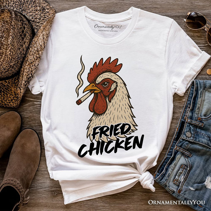 Fried Chicken Hen T-Shirt, Funny 420 Stoner Humor Tee T-Shirts OrnamentallyYou White XS 