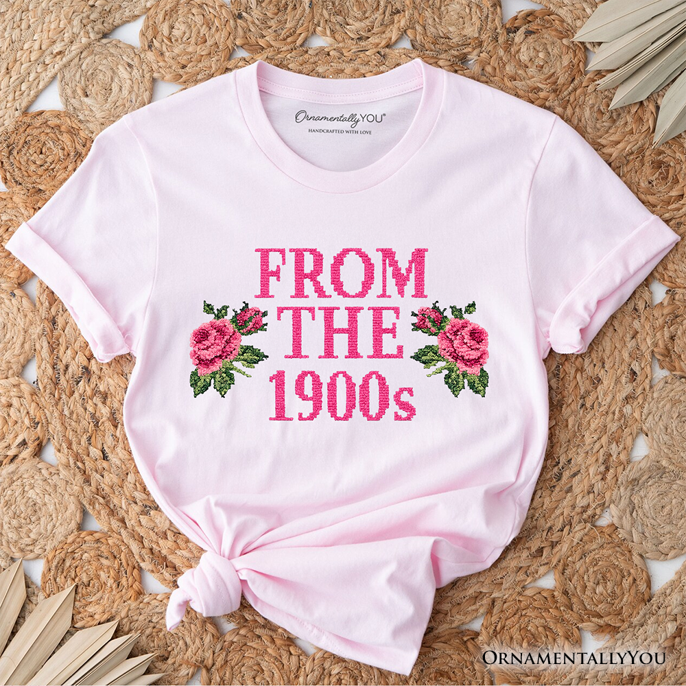 From The 1900s Floral Printed Faux Embroidery T-Shirt, Sarcastic Vintage Tee