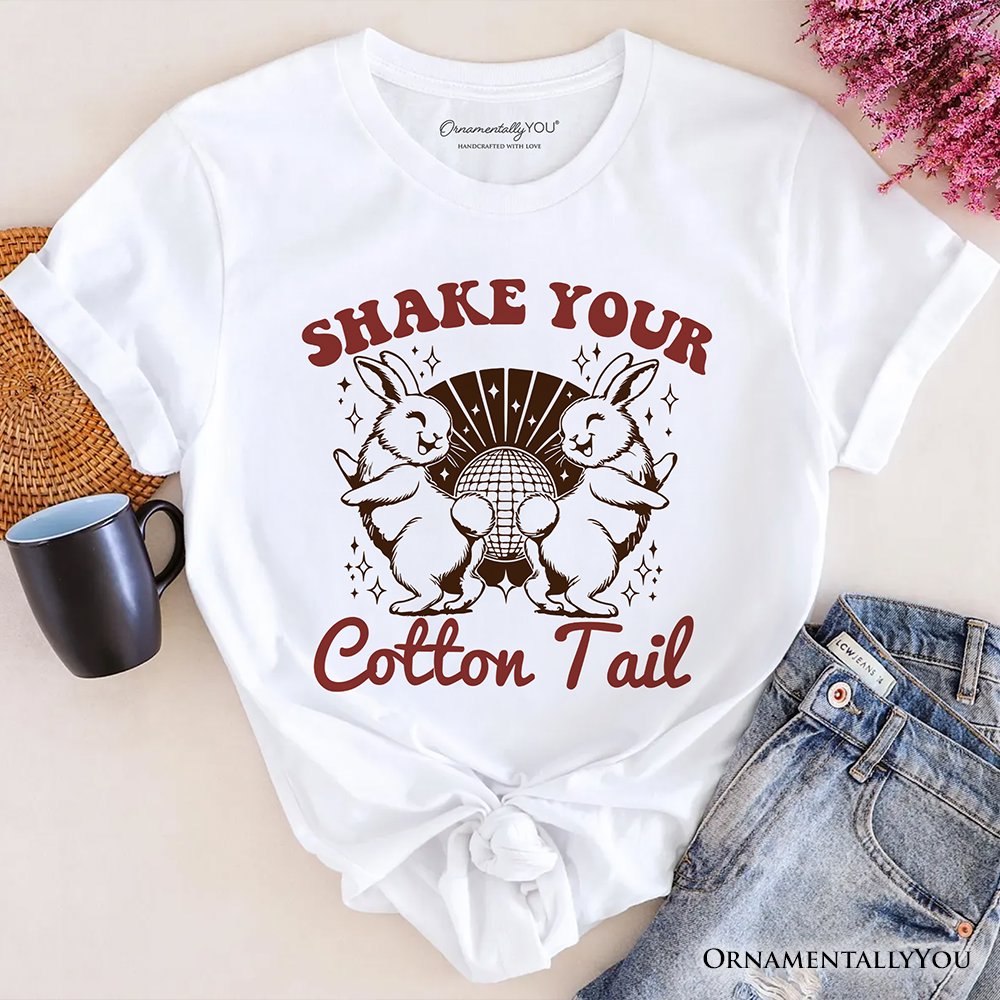Funny Disco Easter Bunny T-Shirt, Shake Your Cotton Tail Retro Tee T-Shirts OrnamentallyYou White XS 