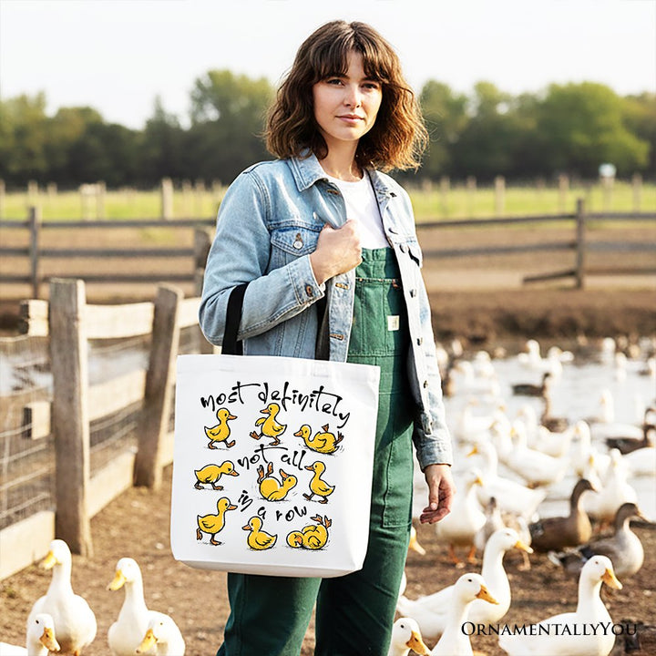 Funny Ducks Not All in a Row Sarcastic Canvas Tote Bag, Mental Health Motivational Gift Shopper Tote Bag OrnamentallyYou 