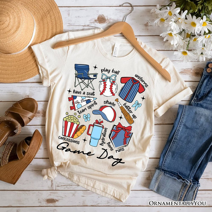 Game Day Baseball T-Shirt, Retro White and Natural Stadium Tee for Sports Fans T-Shirts OrnamentallyYou Natural XS 